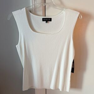 Jones New York White Ribbed Tank Top